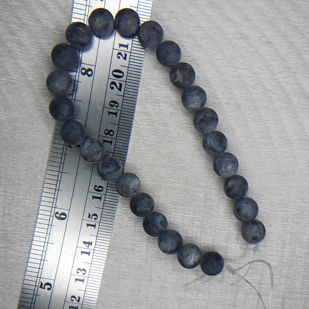#9- 8mm Matte Larvikite 8in Strand - Picture 3 of 3